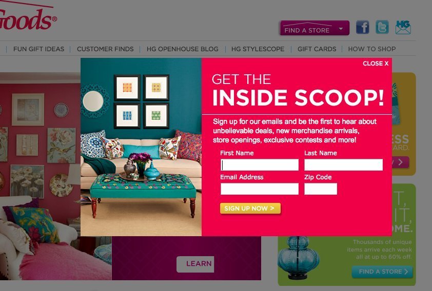 Screenshot of homegoods.com