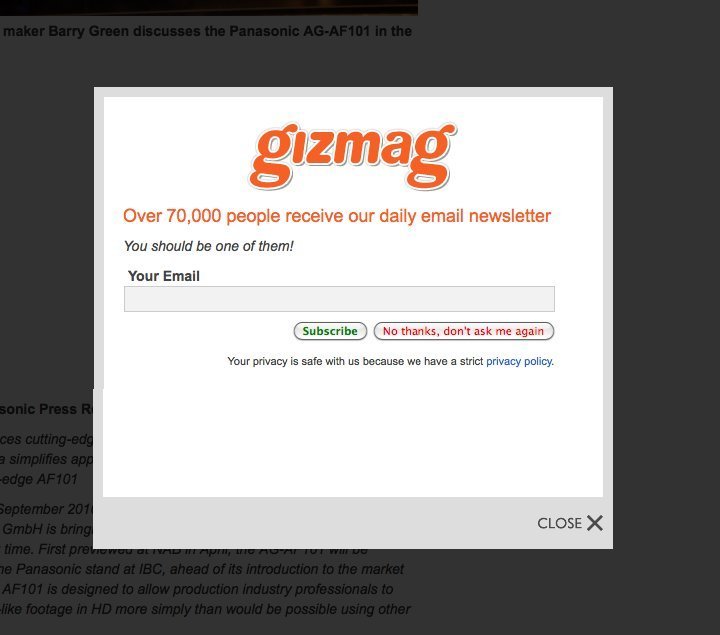 Screenshot of gizmag.com
