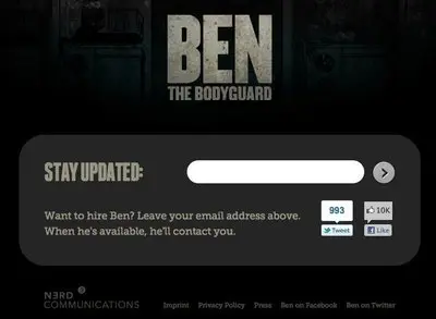 Newsletter sign up example from benthebodyguard.com