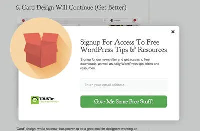 Newsletter sign up example from elegantthemes.com