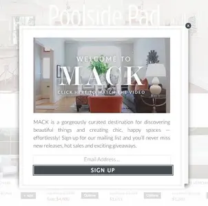 Newsletter sign up example from shopmack.com