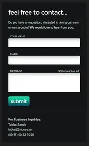 Contact form example from moose.as
