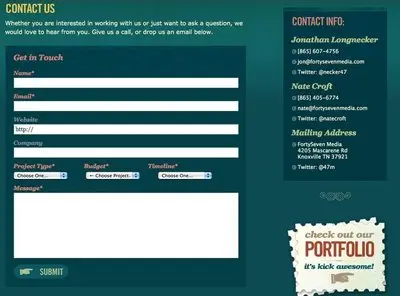Forms example from fortysevenmedia.com