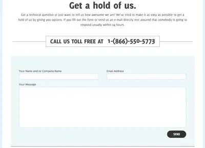 Contact form example from innovativeresume.com