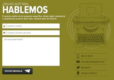 Contact form example from jorgerigabert.com