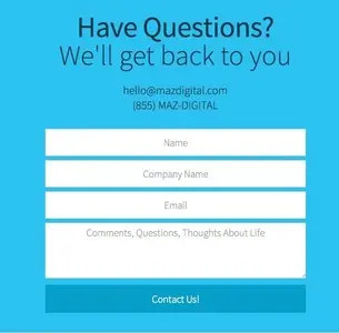 Contact form example from mazdigital.com