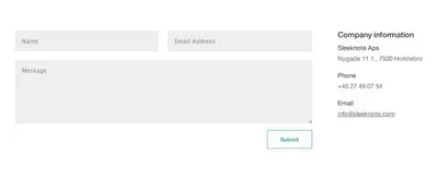Contact form example from sleeknote.com