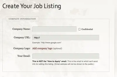 Forms example from authenticjobs.com