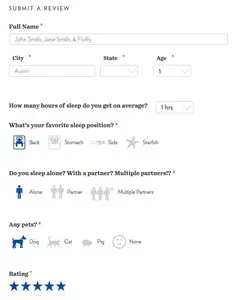 Forms example from caspersleep.com