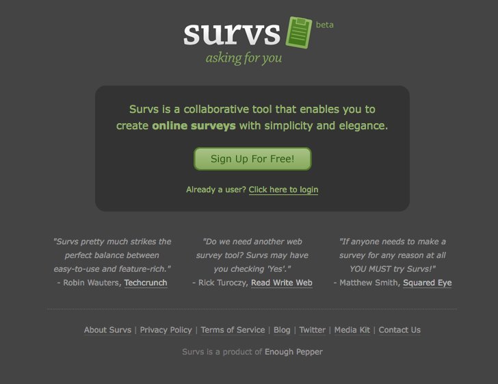 Screenshot of survs.com