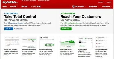 Value propositions example from buysellads.com