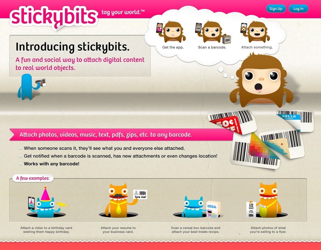 Screenshot of stickybits.com