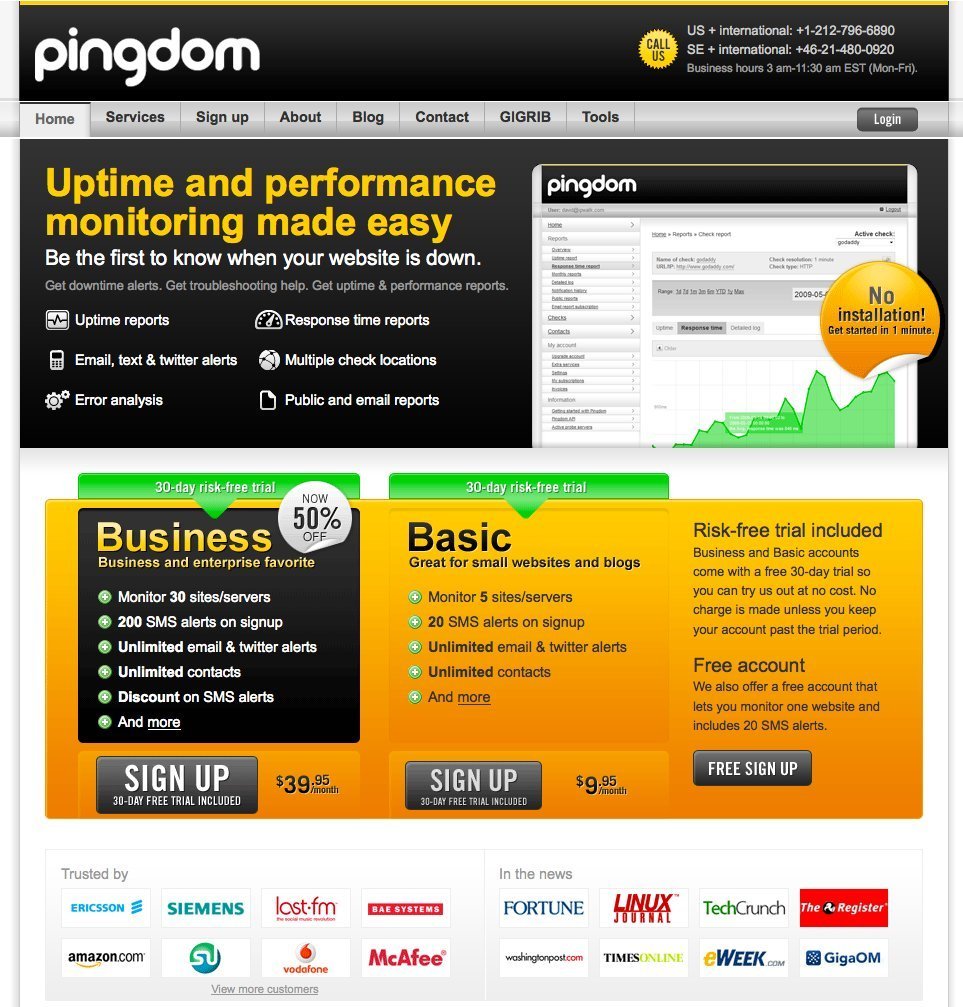 Screenshot of pingdom.com