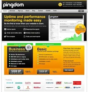 Value propositions example from pingdom.com