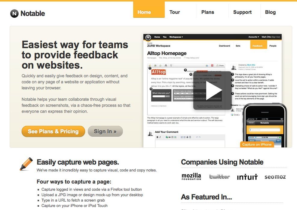 Screenshot of notableapp.com