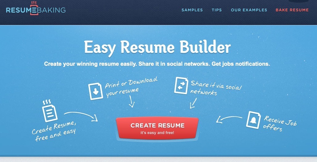 Screenshot of resumebaking.com
