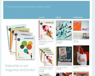 Product lists example from shop.uppercasegallery.ca