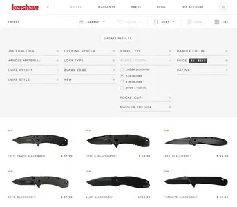 Filter Search example from kershaw.kaiusaltd.com