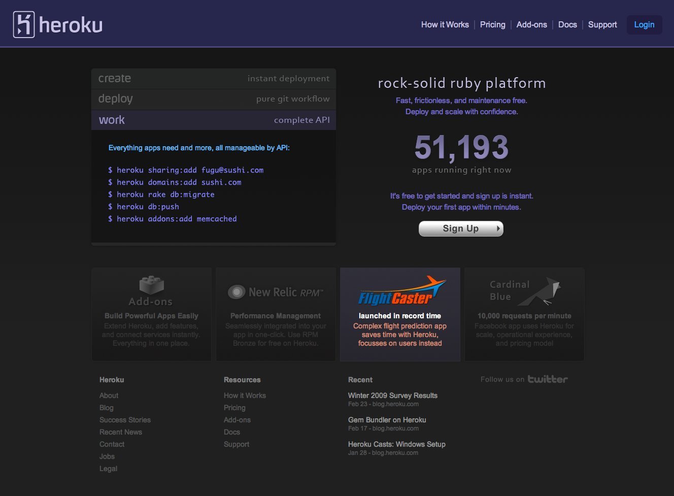 Screenshot of heroku.com