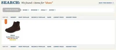 Filter Search example from zappos.com