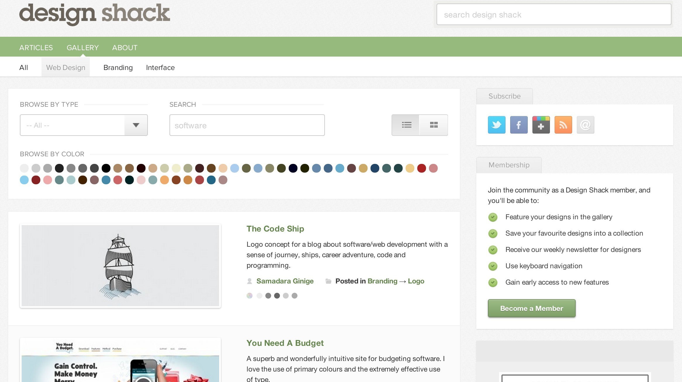 Screenshot of designshack.net