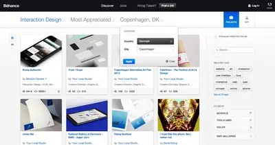Filter Search example from behance.net
