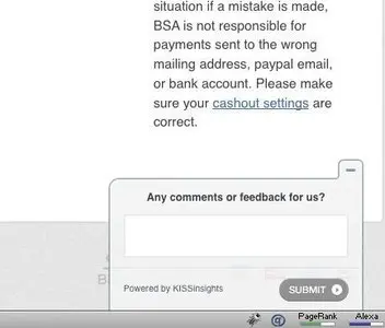 Soliciting feedback example from buysellads.com