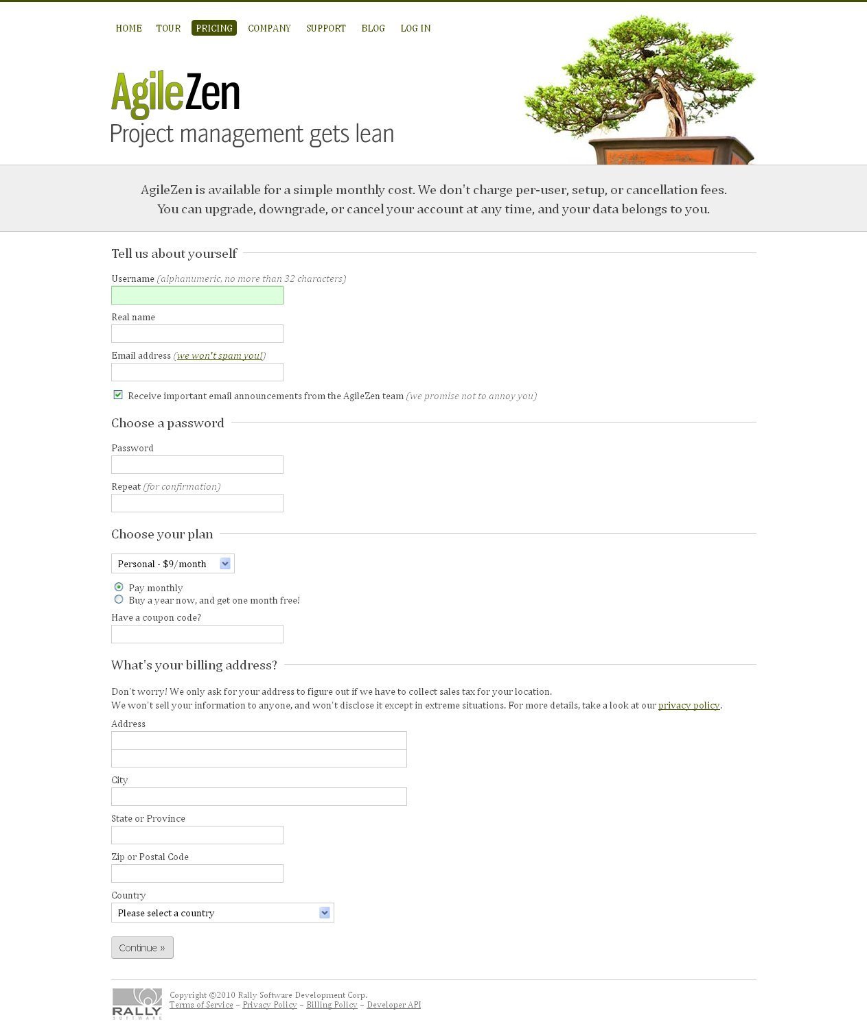 Screenshot of agilezen.com