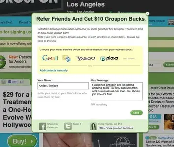 Refer friends example from groupon.com