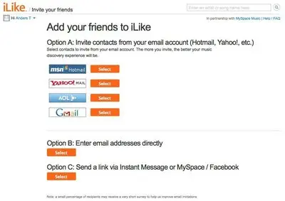 Refer friends example from ilike.com