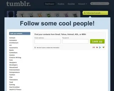 Find friends example from tumblr.com