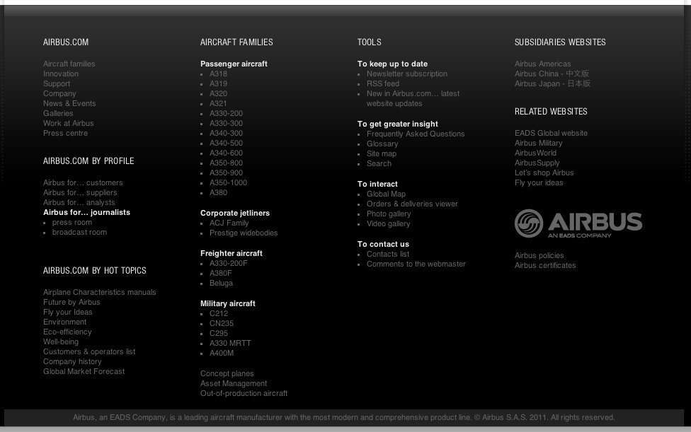 Screenshot of airbus.com