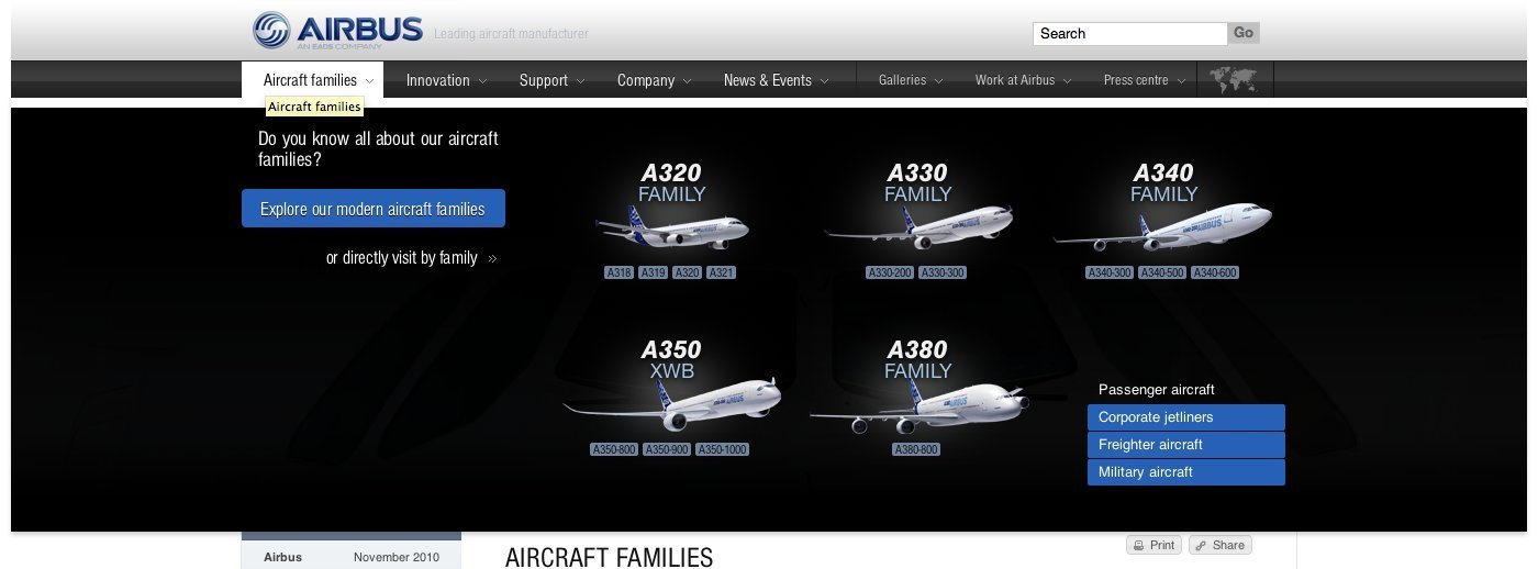 Screenshot of airbus.com