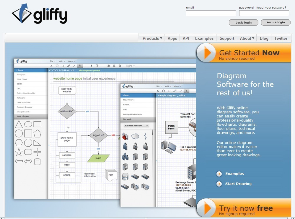 Screenshot of gliffy.com