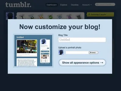 Customization example from tumblr.com