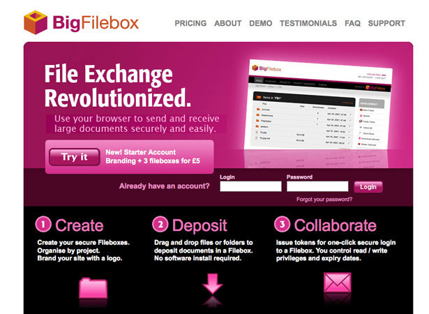 Screenshot of bigfilebox.com