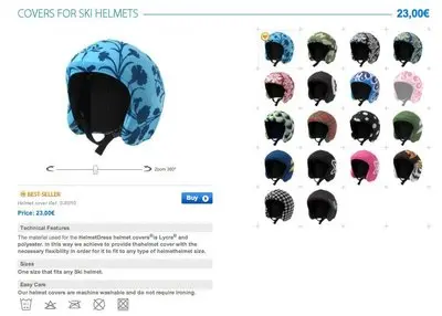 Product pages example from helmetdress.com