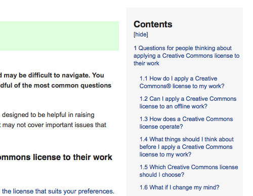 Screenshot of wiki.creativecommons.org