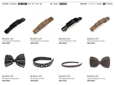 Product lists example from triercopenhagen.com
