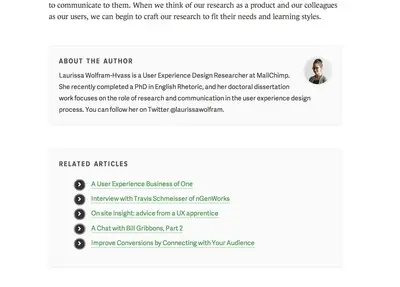 Author boxes example from uxbooth.com