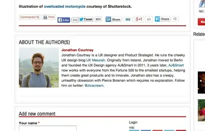 Author boxes example from uxmag.com