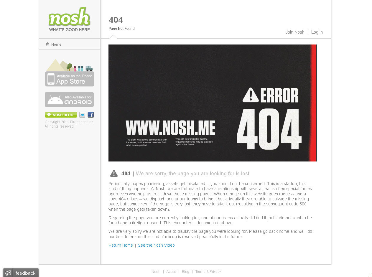 Screenshot of nosh.me