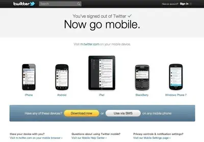 Log out screens example from twitter.com