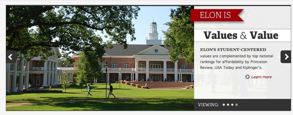 Screenshot of elon.edu