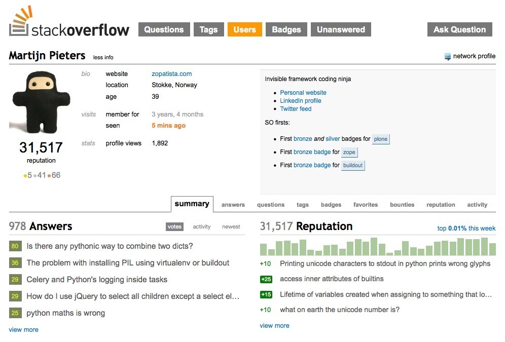 Screenshot of stackoverflow.com