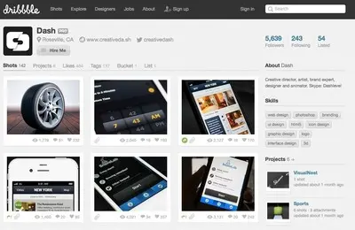 User profile example from dribbble.com