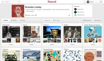 User profile example from pinterest.com