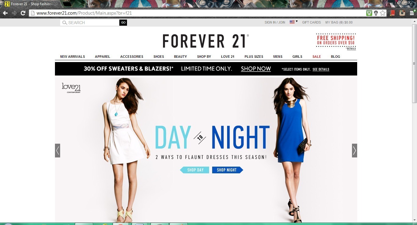 Screenshot of forever21.com