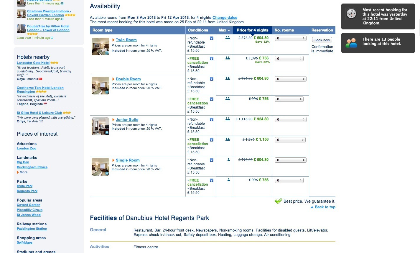 Screenshot of booking.com
