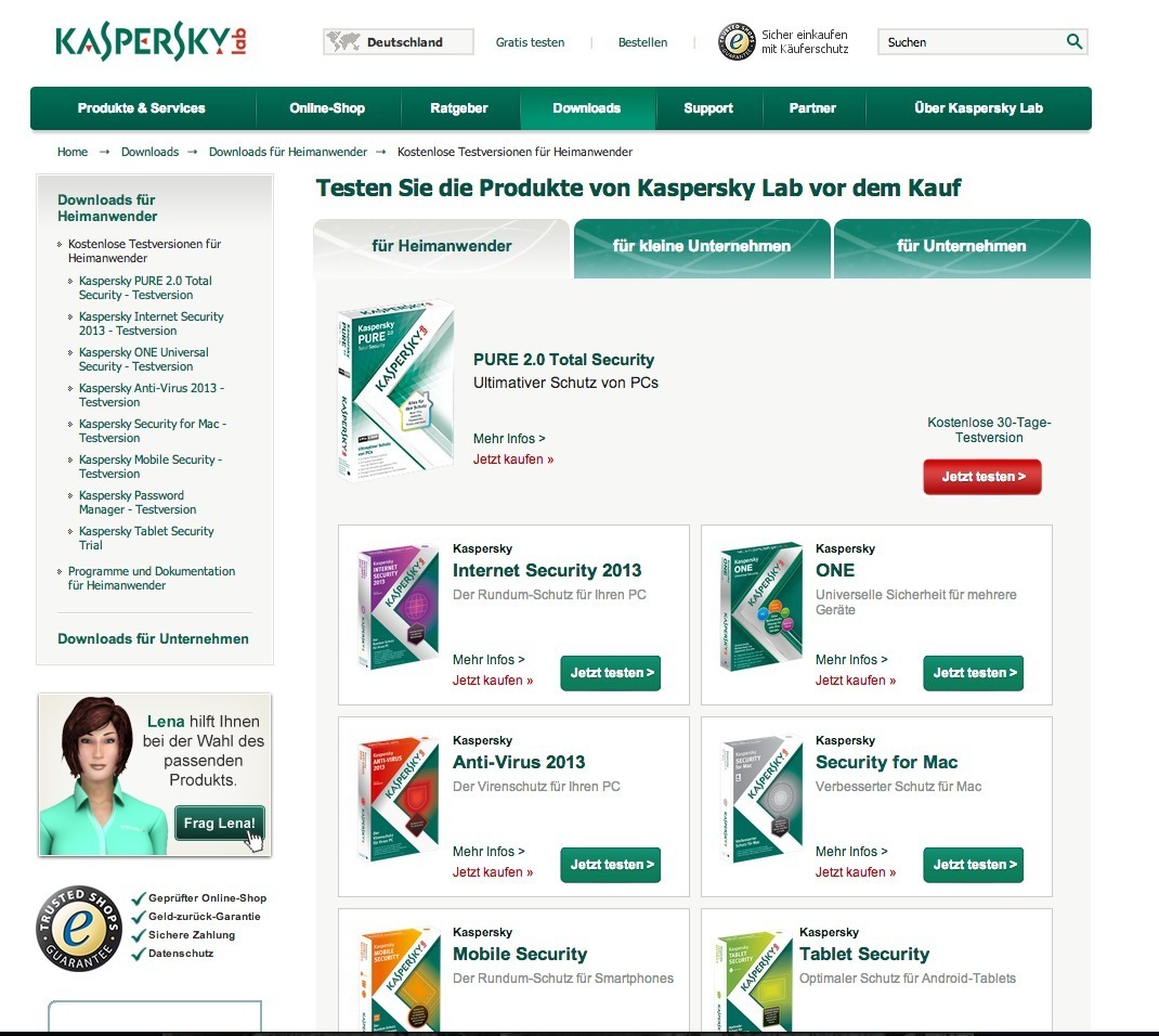 Screenshot of kaspersky.com